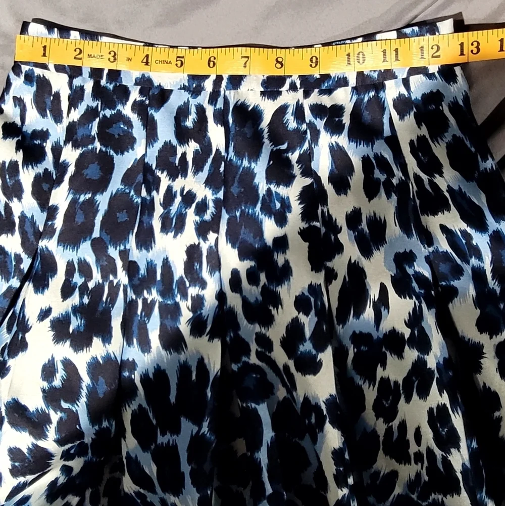 Diane Von Furstenberg Gamma Leopard Print Skirt Blue Silk Blend Mini Size 0 DVF